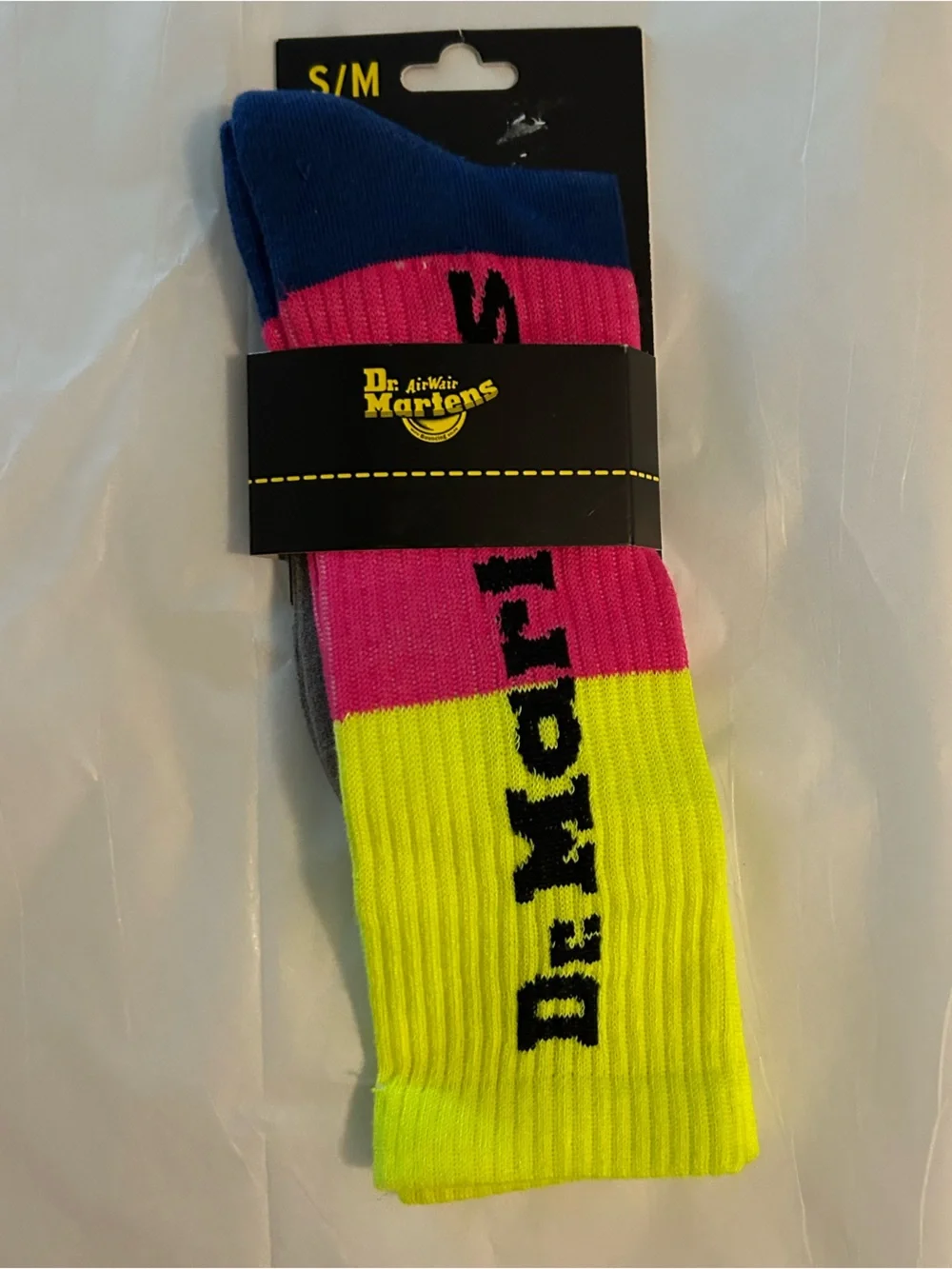 Dr. Martens Neon Yellow, Pink & Blue Colorblock Crew Socks